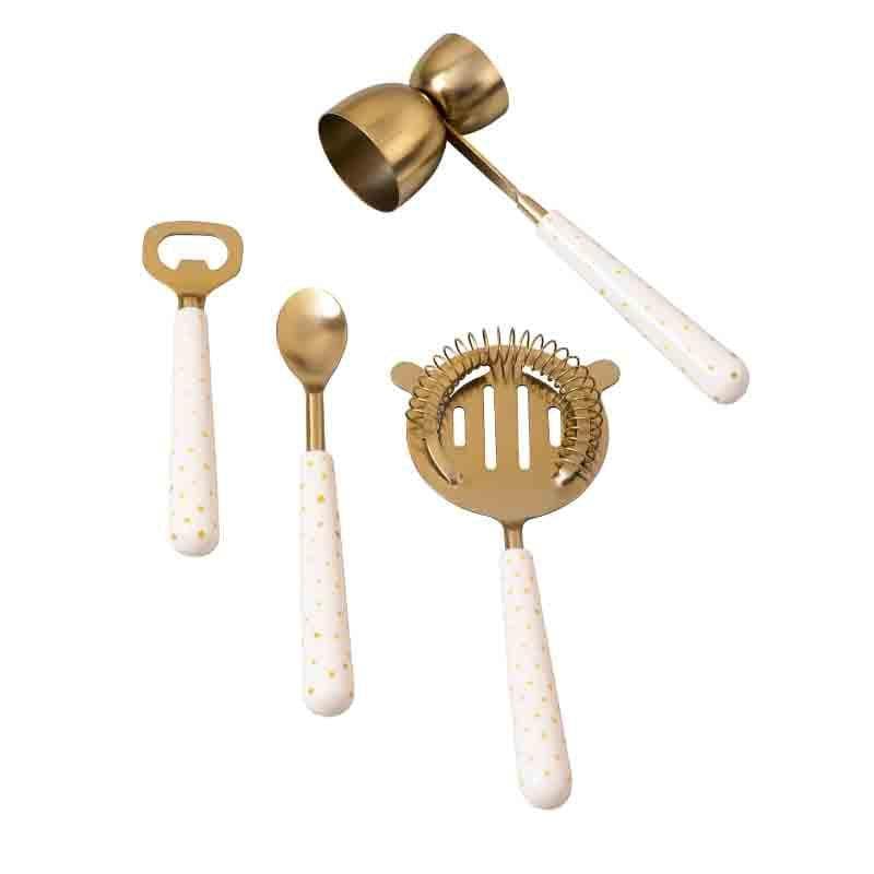 Buy Polka Play Bar Tools (Gold) - Set Of Four Barware Tools & Sets from Vaaree