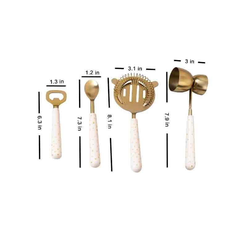 Buy Polka Play Bar Tools (Gold) - Set Of Four Barware Tools & Sets from Vaaree