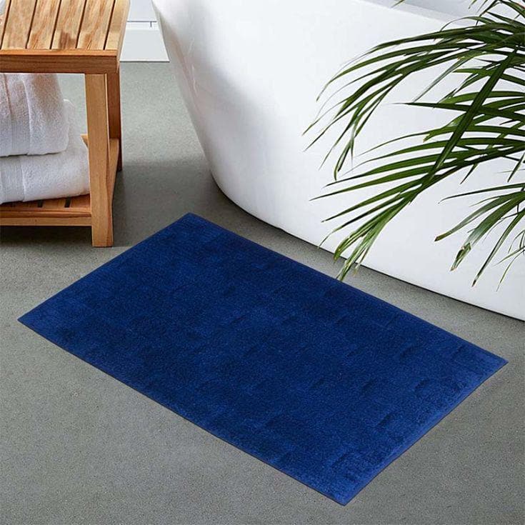 Bath Mats - Berry Blue Tiled Cotton Bathmat