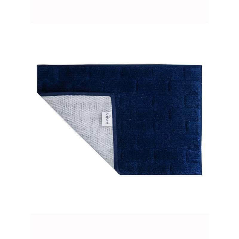 Buy Berry Blue Tiled Cotton Bathmat Bath Mats from Vaaree