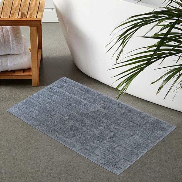 Buy Cloud Grey Tiled Cotton Bathmat Bath Mats from Vaaree