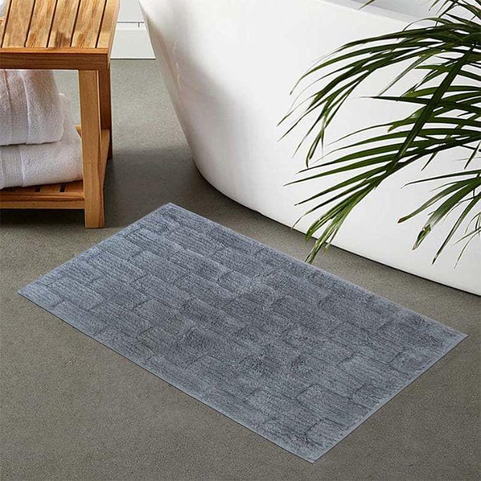 Buy Cloud Grey Tiled Cotton Bathmat Bath Mats from Vaaree