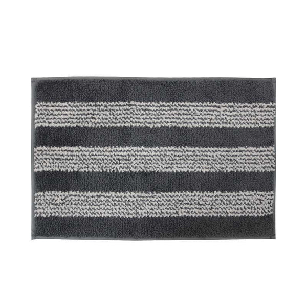 Buy Dark Grey Striped Microfiber Bathmat Bath Mats from Vaaree