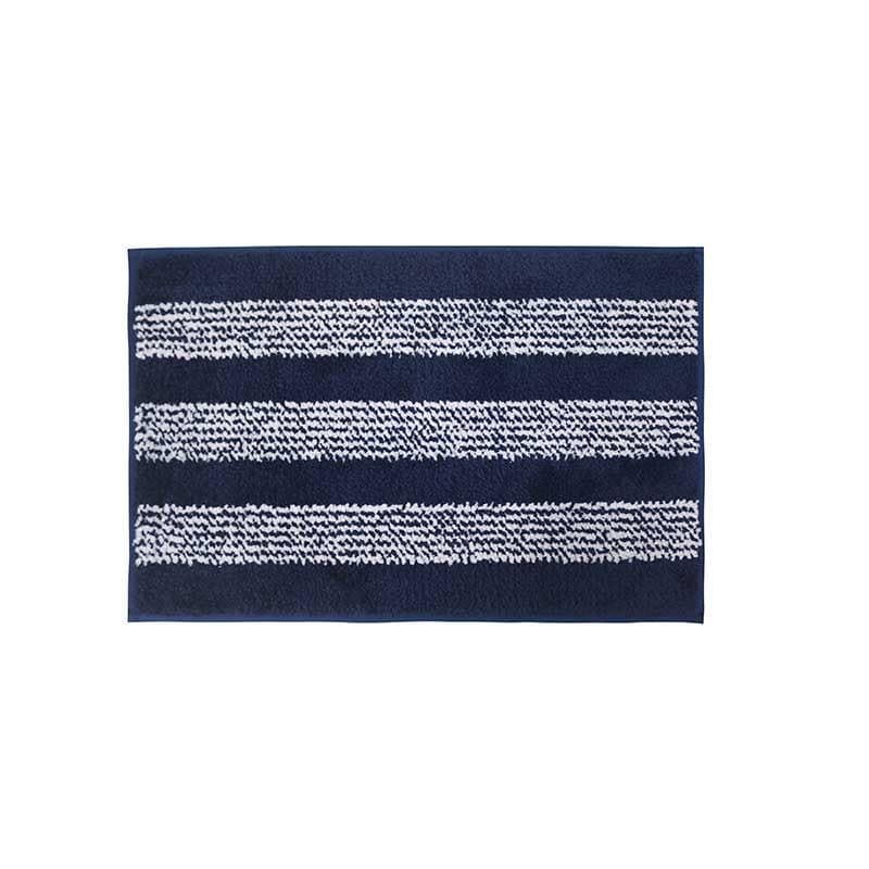 Bath Mats - Navy Blue Striped Microfiber Bathmat