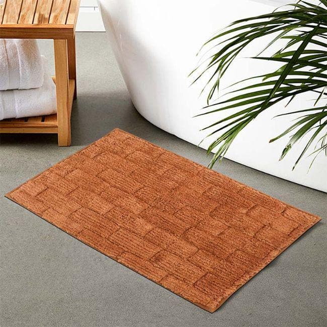 Buy Tan OrangeTiled Cotton Bathmat Bath Mats from Vaaree