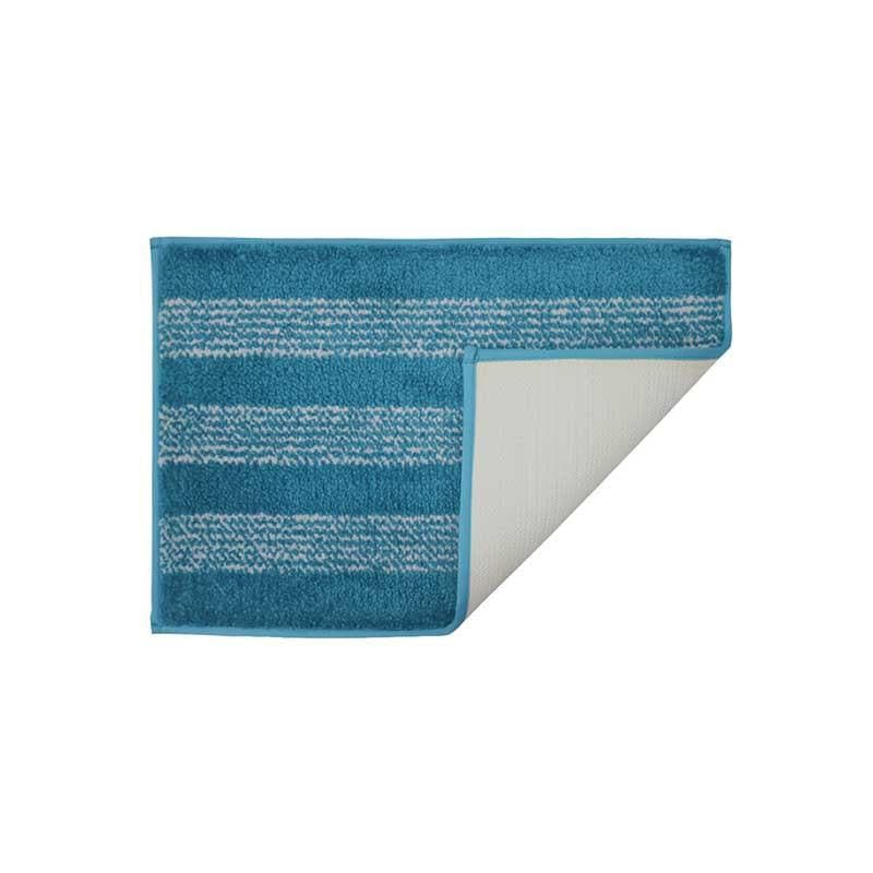 Buy Teal Blue Striped Microfiber Bathmat Bath Mats from Vaaree