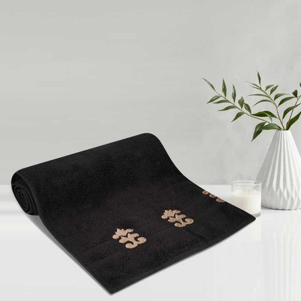 Buy Quintessentially Black Bath Towel Bath Towels from Vaaree