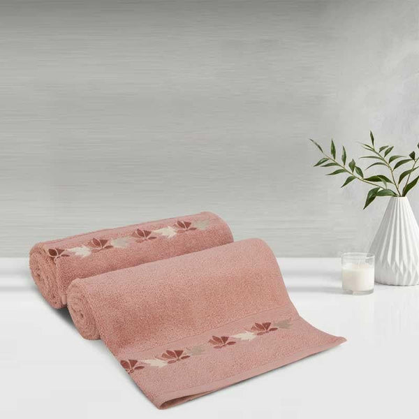 Buy Wonderfully Peach Bath Towel- Set Of Two Bath Towels from Vaaree