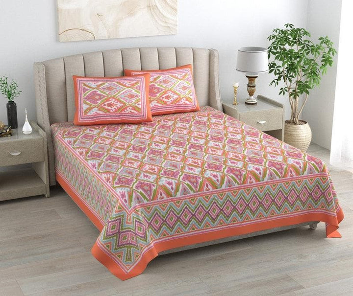Buy Blush Ikat Printed Bedsheet at Vaaree online | Beautiful Bedsheets to choose from