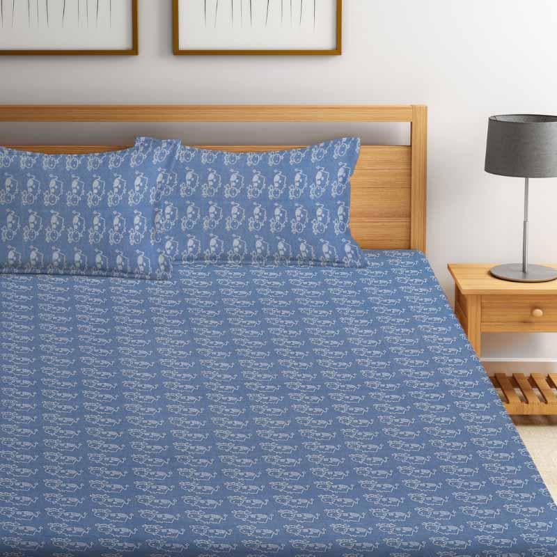 Buy Boo-Moo Bedcover - Blue Bedcovers from Vaaree