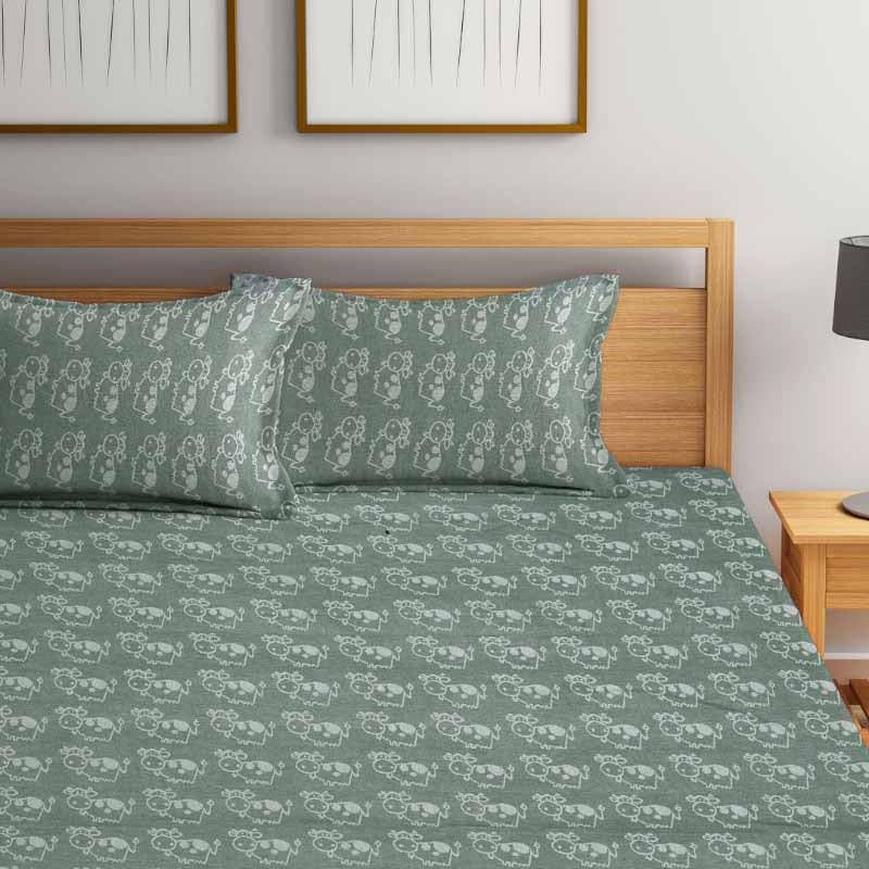 Buy Boo-Moo Bedcover - Green Bedcovers from Vaaree