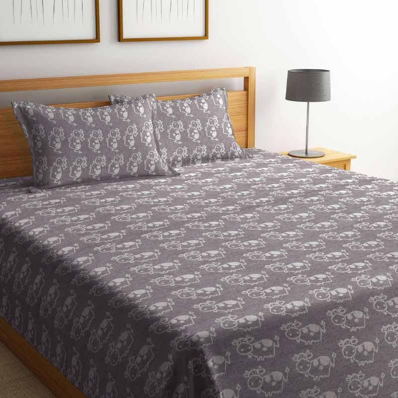 Buy Boo-Moo Bedcover - Grey Bedcovers from Vaaree