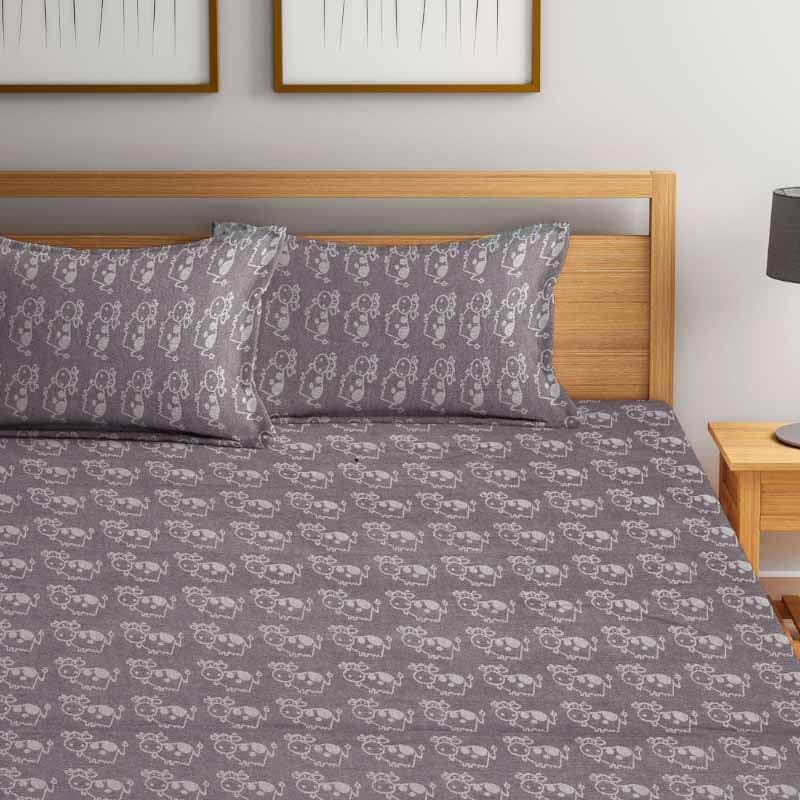 Buy Boo-Moo Bedcover - Grey Bedcovers from Vaaree