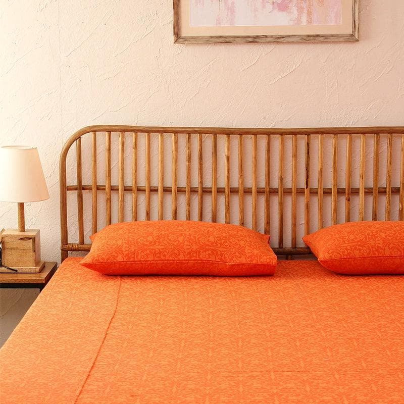 Buy Floral Mesh Bedcover Set- Rust Bedcovers from Vaaree