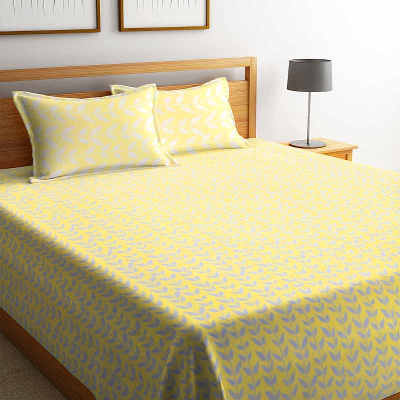 Buy Foliole Bedcover - Yellow Bedcovers from Vaaree