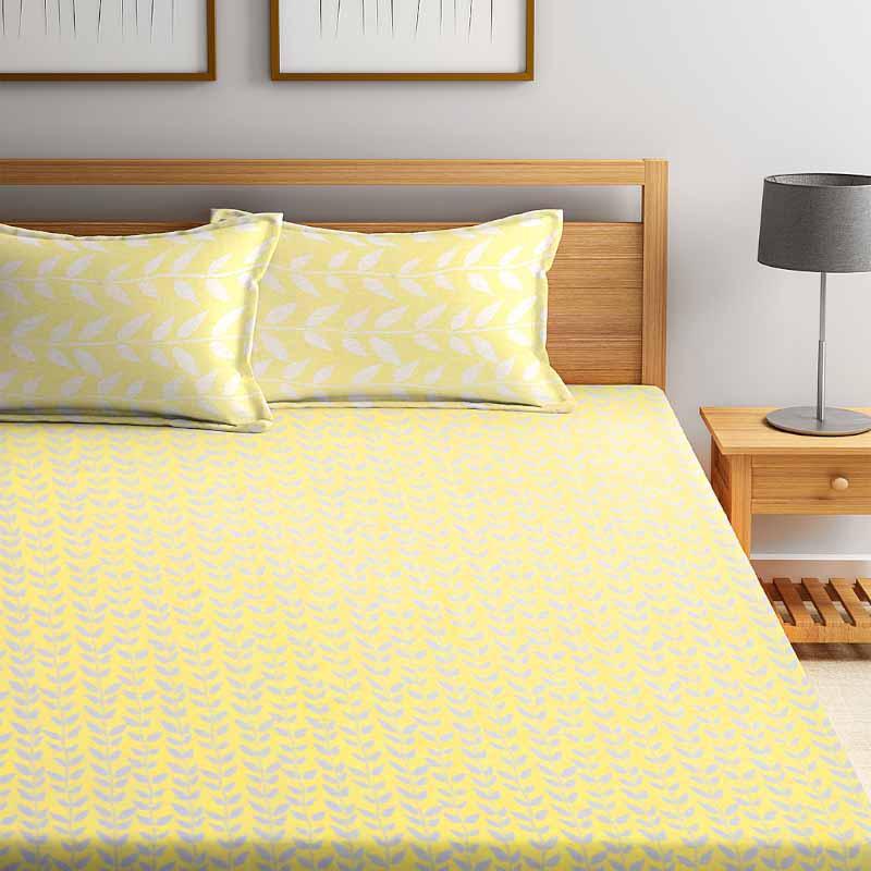 Buy Foliole Bedcover - Yellow Bedcovers from Vaaree