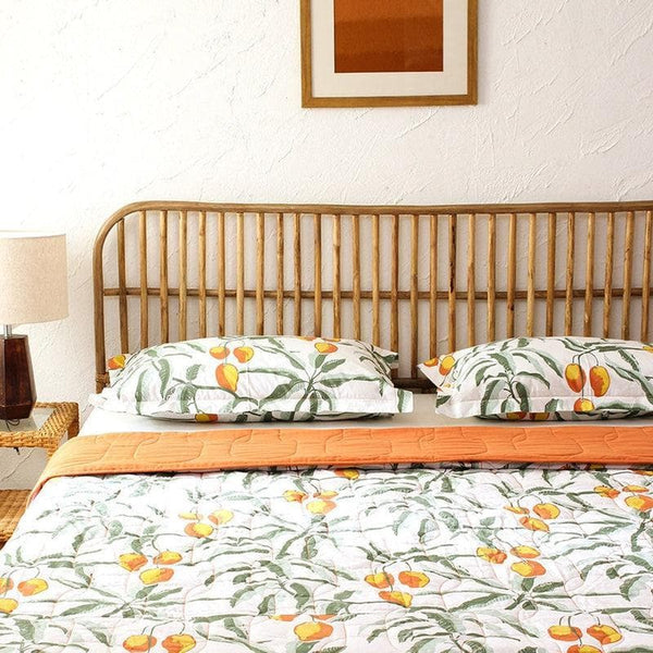 Buy Bedcovers - Lambent Lemons Bedcover- Orange at Vaaree online