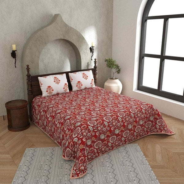 Buy Bedcovers - Marianna Quilted Bedcover- Red at Vaaree online