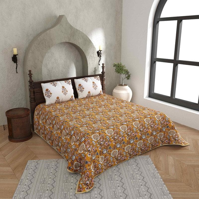 Buy Marianna Quilted Bedcover- Yellow Bedcovers from Vaaree