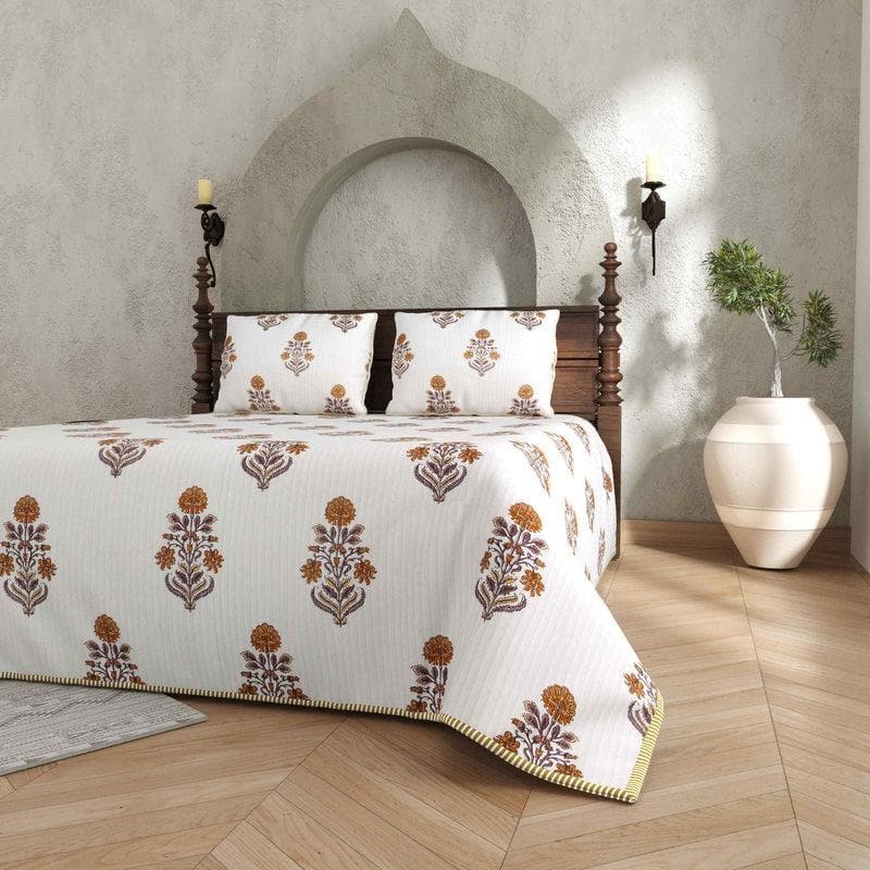 Buy Marianna Quilted Bedcover- Yellow Bedcovers from Vaaree