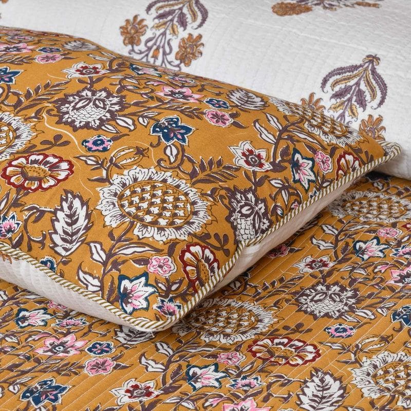 Buy Marianna Quilted Bedcover- Yellow Bedcovers from Vaaree