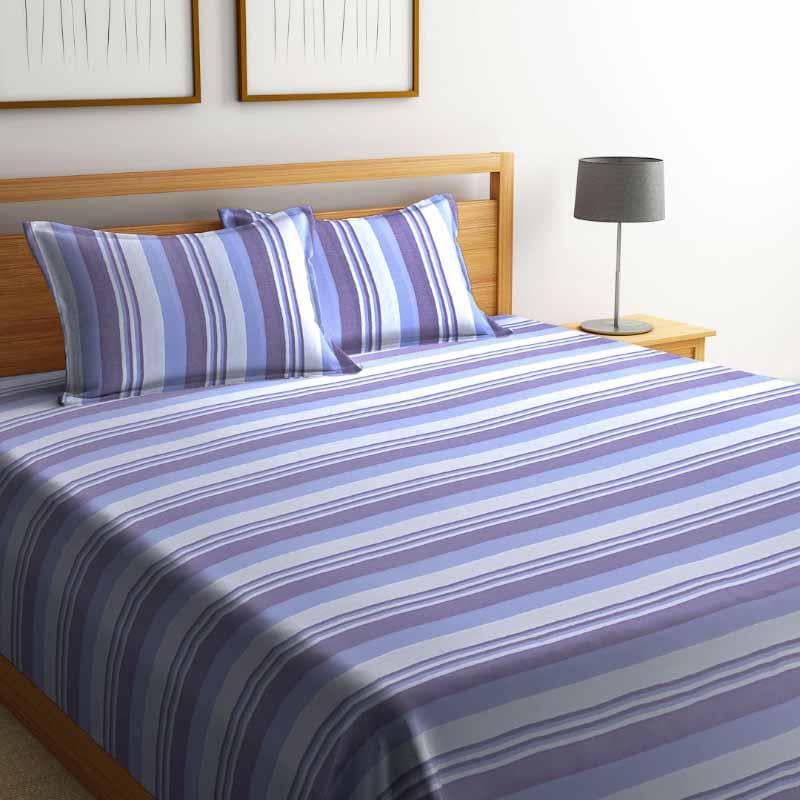 Buy Parallel Stroke Bedcover - Purple/Blue Bedcovers from Vaaree