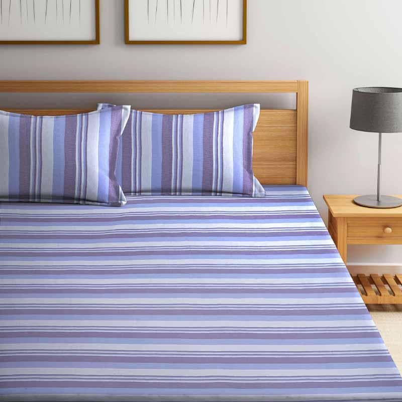 Buy Parallel Stroke Bedcover - Purple/Blue Bedcovers from Vaaree