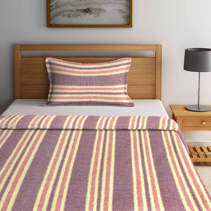 Bedcovers - Parallel Stroke Bedcover - Purple/Yellow