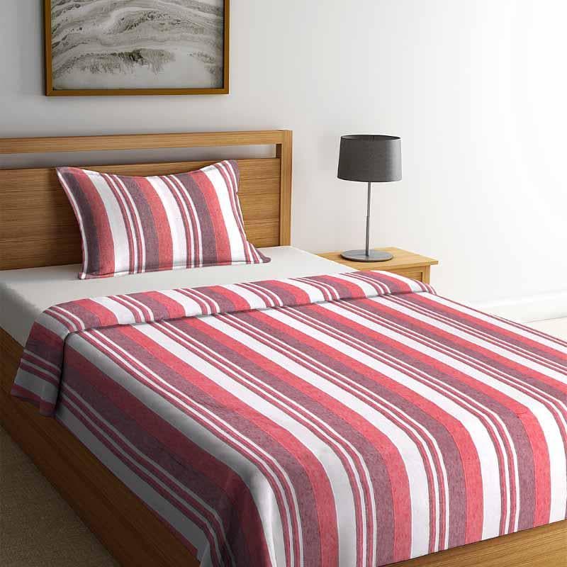 Buy Parallel Stroke Bedcover - Red/Brown Bedcovers from Vaaree