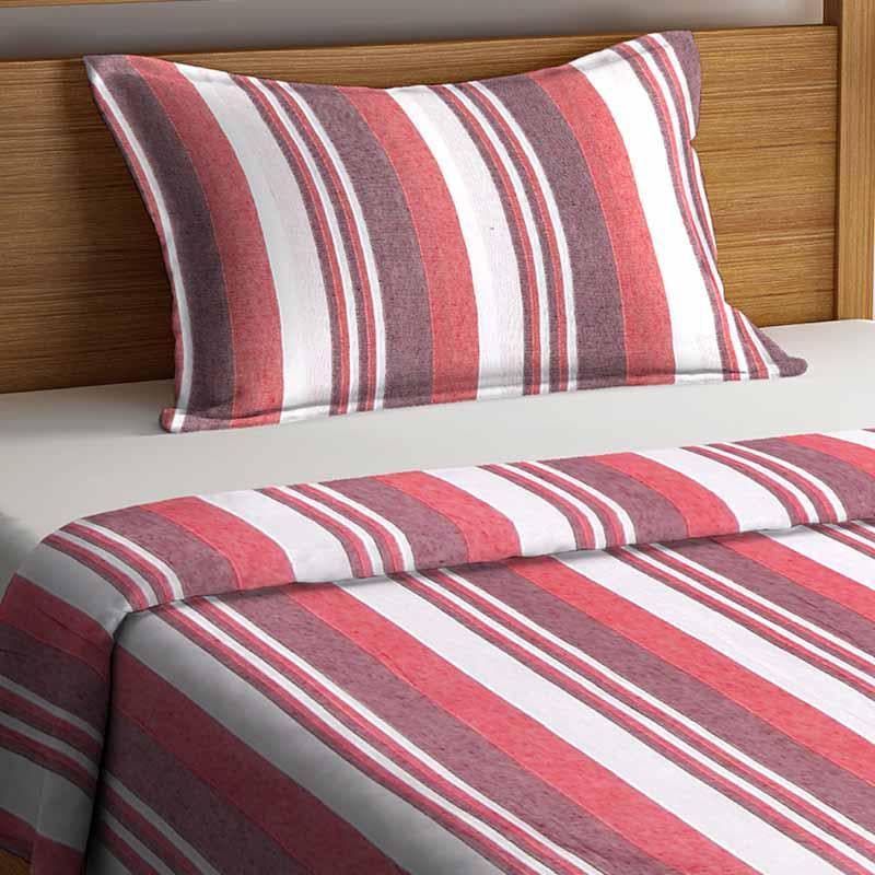 Buy Parallel Stroke Bedcover - Red/Brown Bedcovers from Vaaree