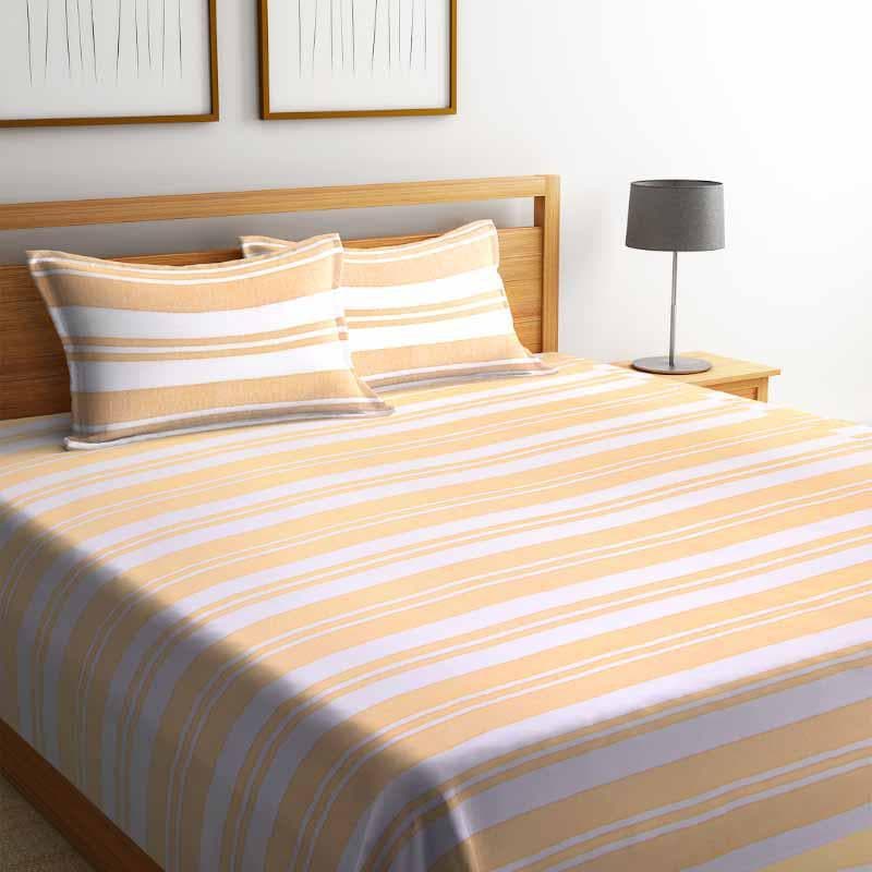 Buy Parallel Stroke Bedcover - Yellow Bedcovers from Vaaree