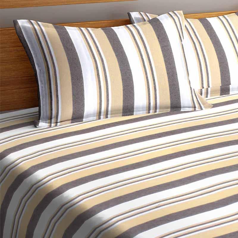 Buy Parallel Stroke Bedcover - Yellow/Grey Bedcovers from Vaaree