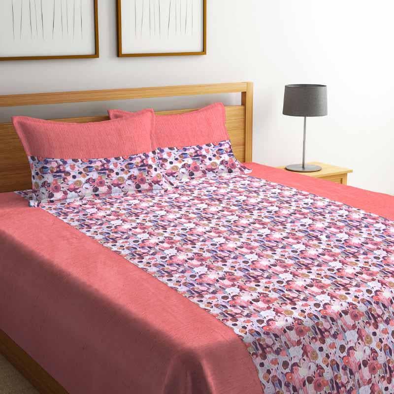 Buy Pinky Florets Bedcover Bedcovers from Vaaree