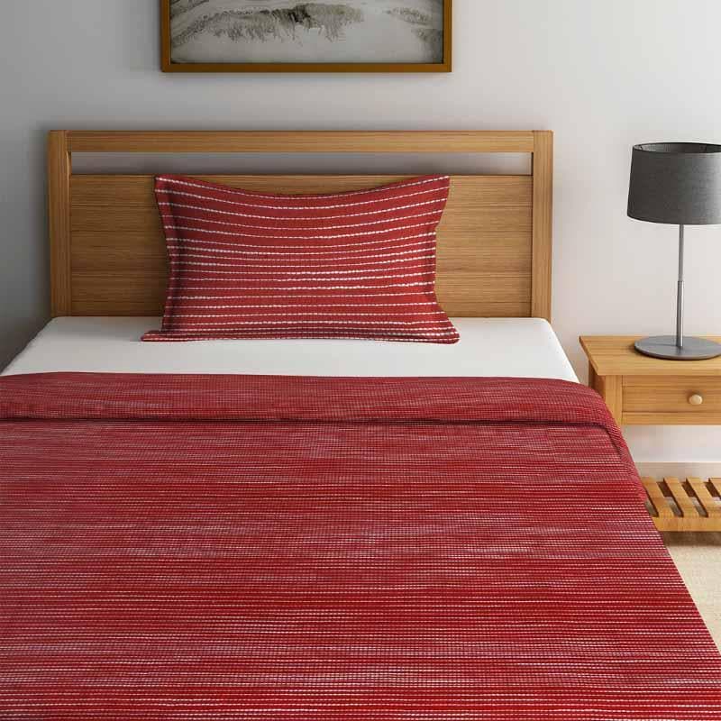 Buy Same Straight Bedcover - Red Bedcovers from Vaaree