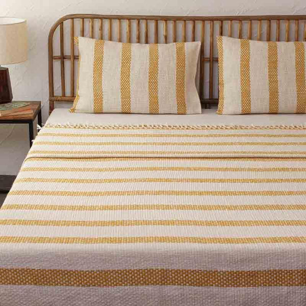 Buy Bedcovers - Slight Stripes Bedcover- Yellow at Vaaree online