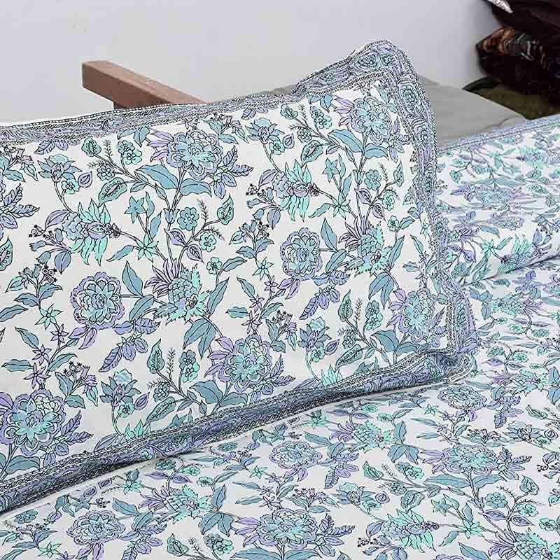 Bedsheets - Bahaara Jaipuri Bedsheet - Blue