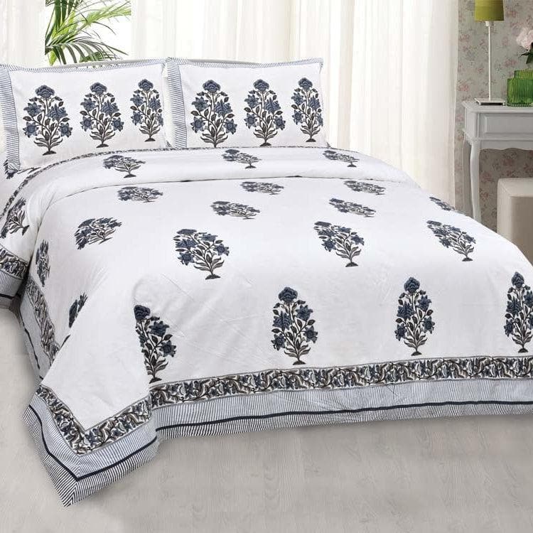 Buy Blissful Bouquet Bedsheet- Blue Bedsheets from Vaaree