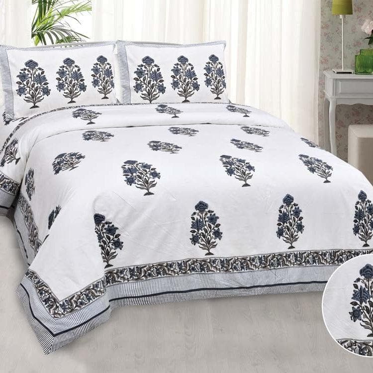 Buy Blissful Bouquet Bedsheet- Blue Bedsheets from Vaaree