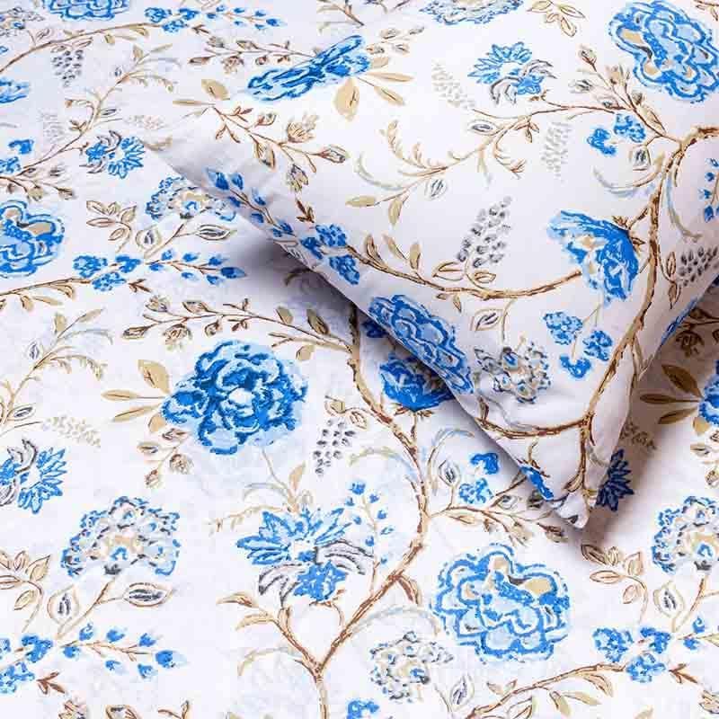 Buy Blossomed Crossways Bedsheet - Blue Bedsheets from Vaaree