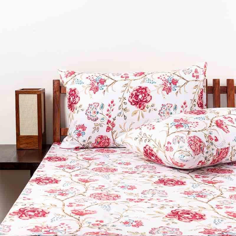 Buy Blossomed Crossways Bedsheet - Red Bedsheets from Vaaree