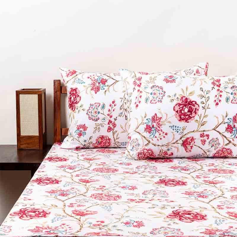 Buy Blossomed Crossways Bedsheet - Red Bedsheets from Vaaree