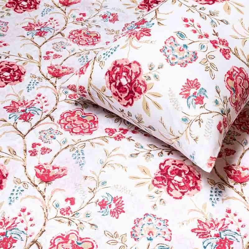 Buy Blossomed Crossways Bedsheet - Red Bedsheets from Vaaree