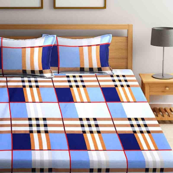 Buy Checkered Up Bedsheet - Blue Bedsheets from Vaaree