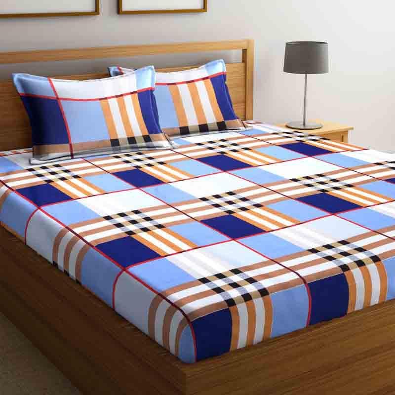 Buy Checkered Up Bedsheet - Blue Bedsheets from Vaaree