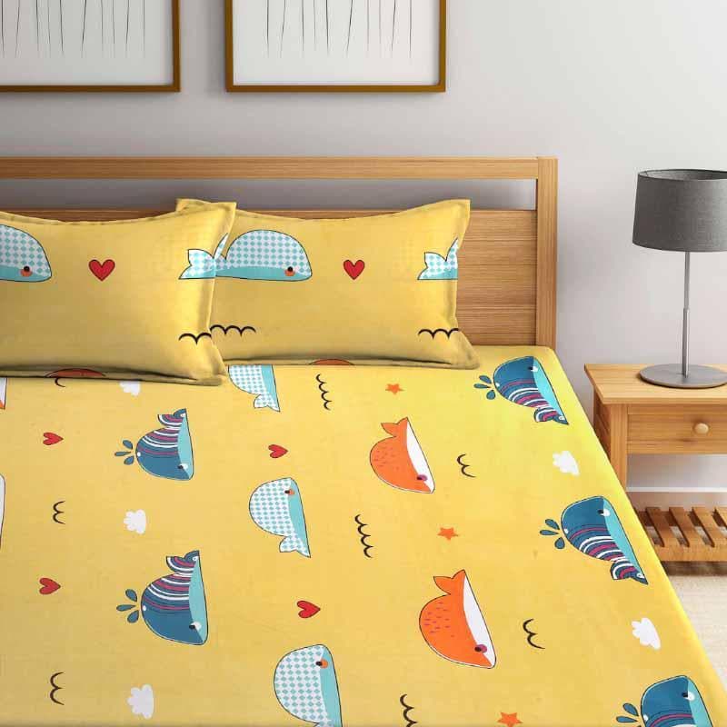 Buy Dance With Whales Printed Bedsheet Bedsheets from Vaaree