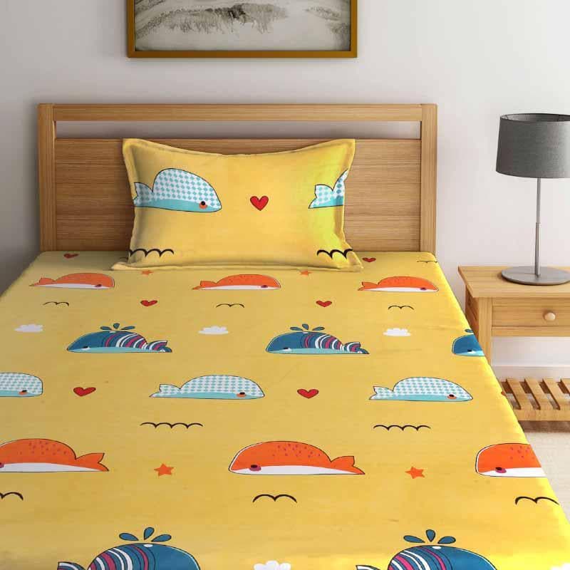 Buy Dance With Whales Printed Bedsheet Bedsheets from Vaaree