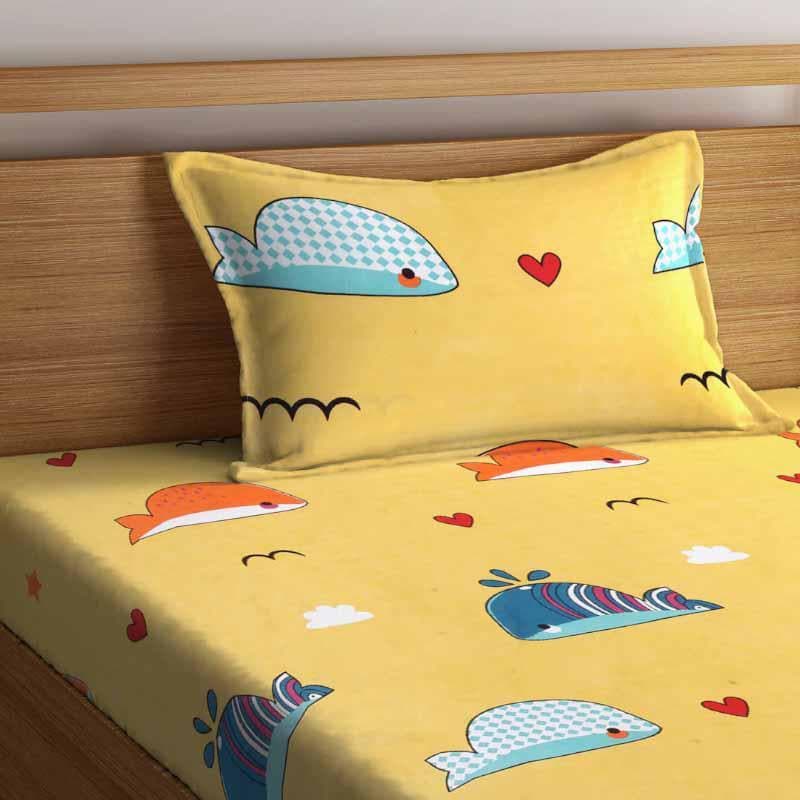 Buy Dance With Whales Printed Bedsheet Bedsheets from Vaaree