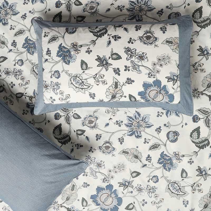 Buy Dusty Blue Daisy Bedsheet Bedsheets from Vaaree