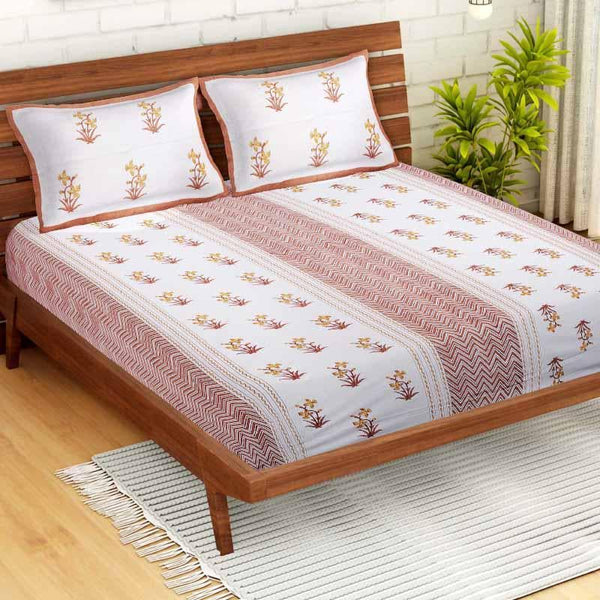 Buy Ethnic Lakeerein Printed Bedsheet - Pink Bedsheets from Vaaree