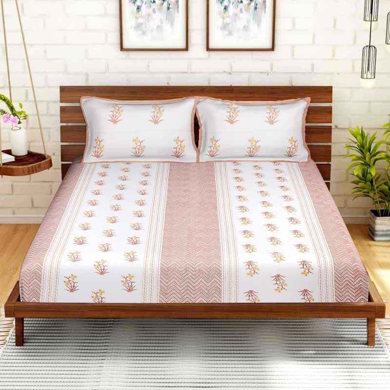 Buy Ethnic Lakeerein Printed Bedsheet - Pink Bedsheets from Vaaree